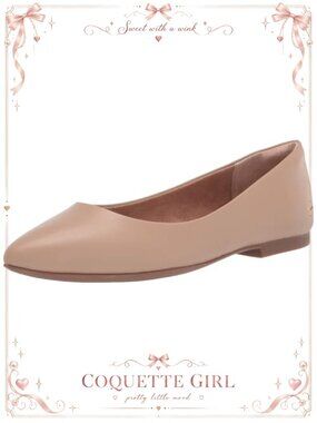 Faux Leather Pointed-Toe Ballet Flat Memory Foam Comfort Walking Shoe